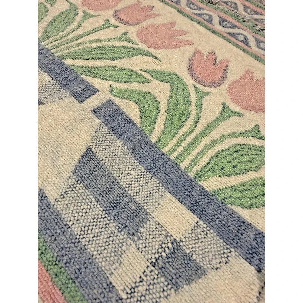 Vintage Woven Tapestry Placemats Set of 6 Floral Tulip Geometric Folk Art 1980s